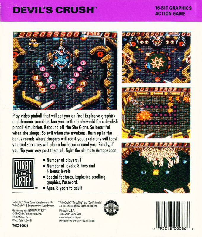 Devil's Crush box art for TurboGrafx-16